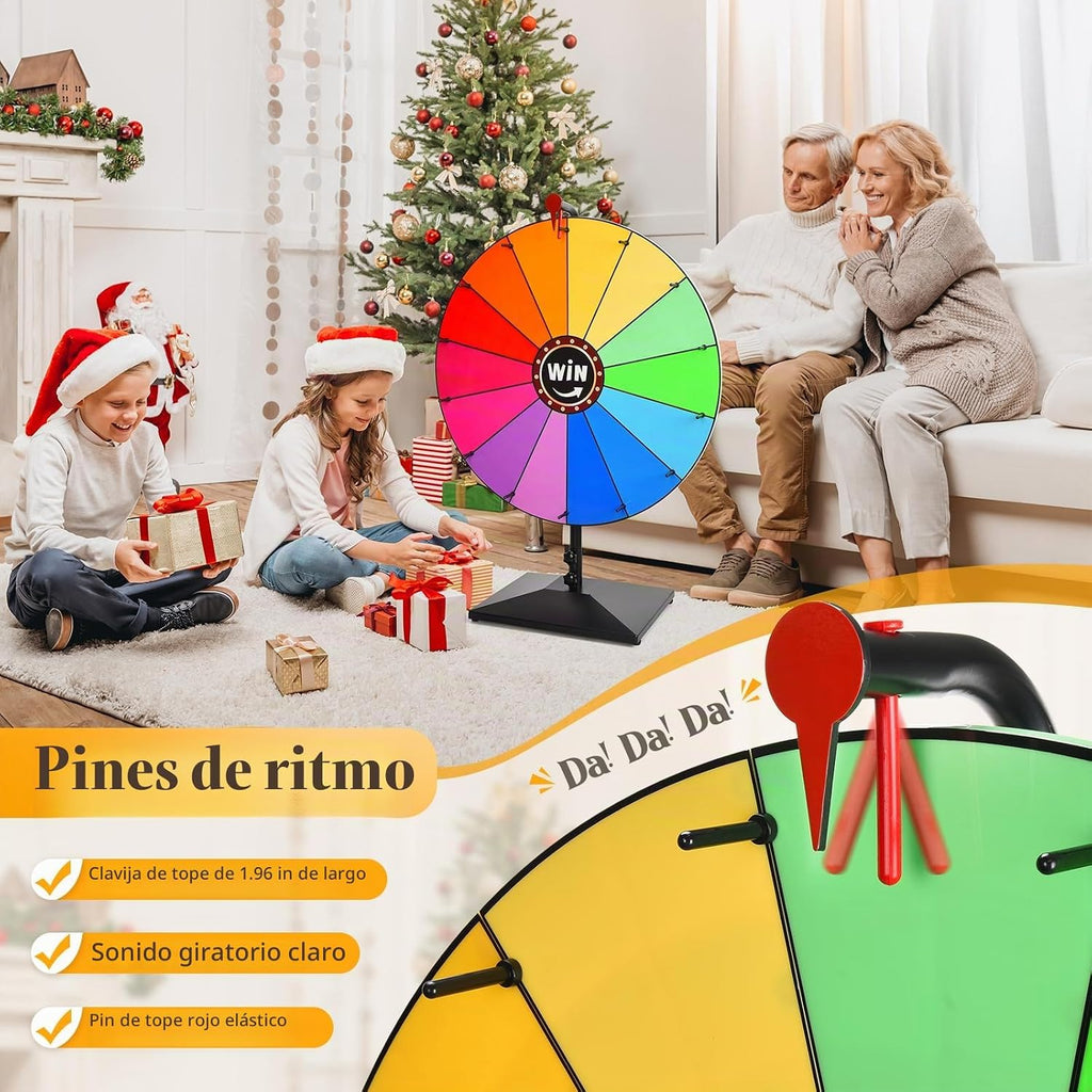 Rueda de premio de 24 pulgadas, altura ajustable para escritorio y suelo, rueda giratoria de premio, rueda giratoria de premio almacenable, adecuada para fiestas, carnavales y ferias (32-61