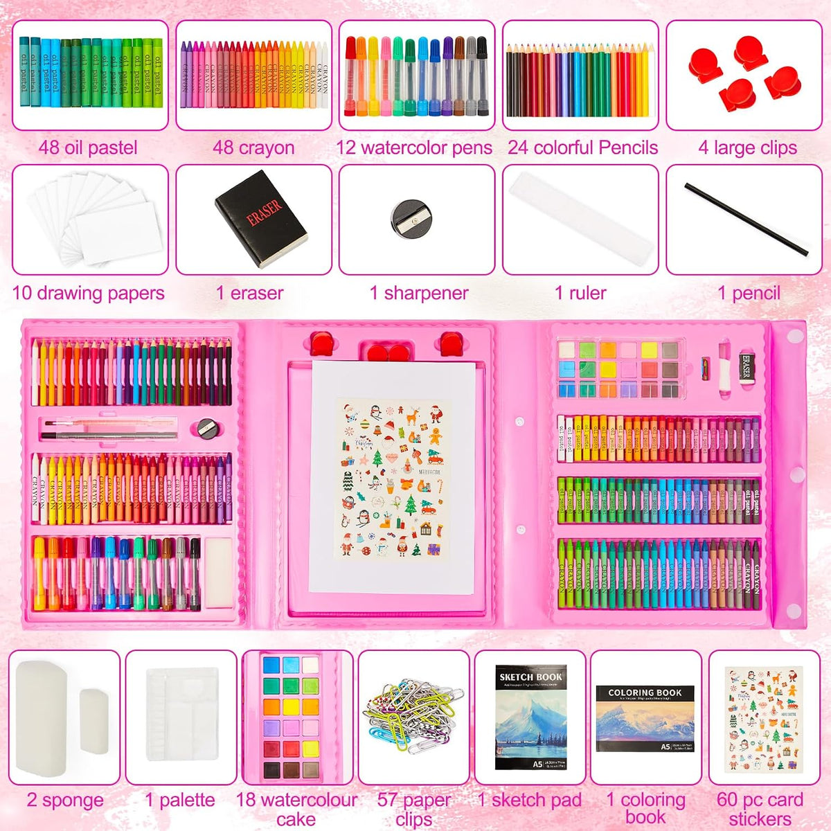 KINSPORY Juego de arte para niños, paquete de 290 kits de dibujo de