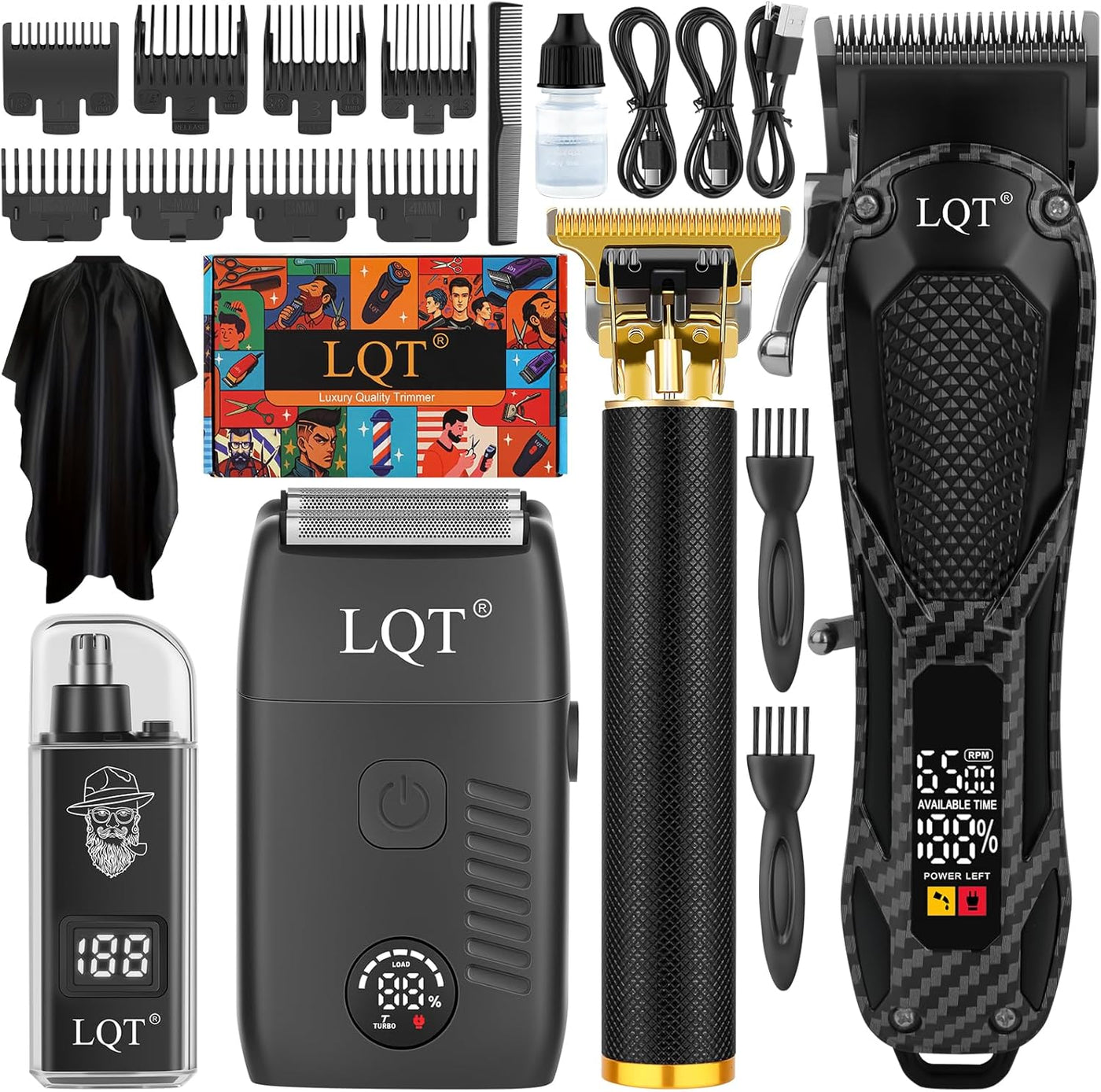 LQT Cortapelos para hombres con pantalla LED de alimentación, kit d...