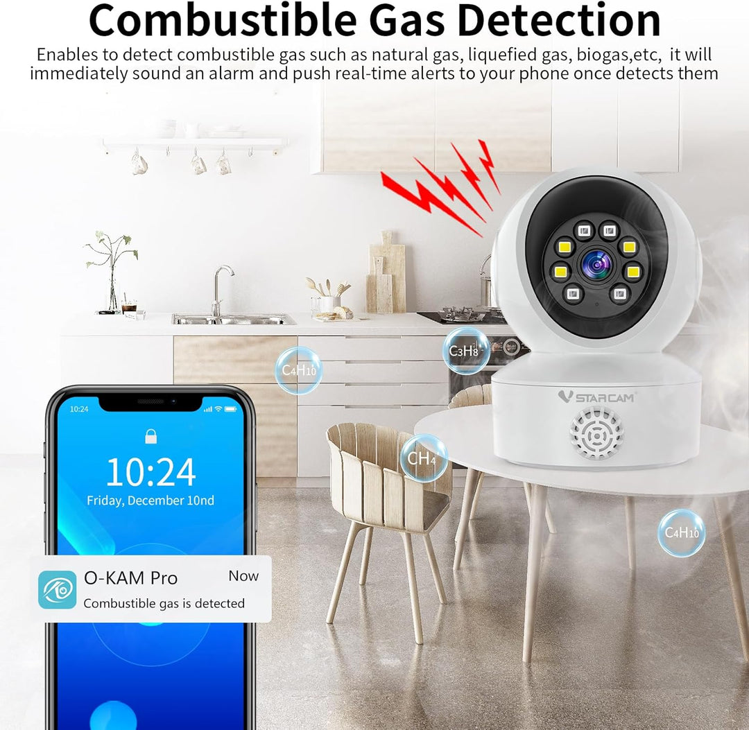 VSTARCAM Cámara de seguridad para interiores 2K con detección de hu...