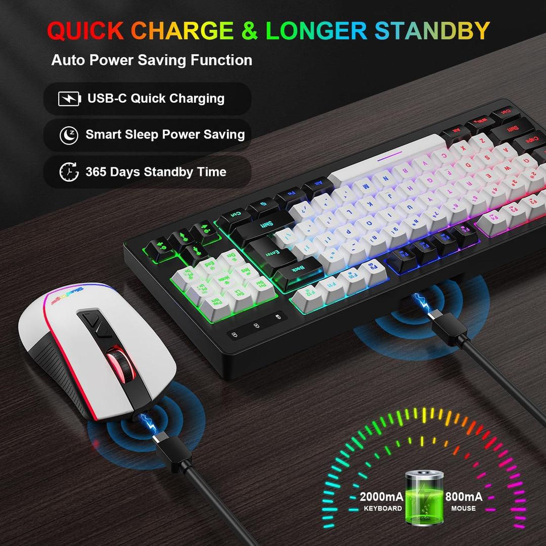 Combo de teclado y mouse para juegos BlueFinger inalámbrico, baterí...