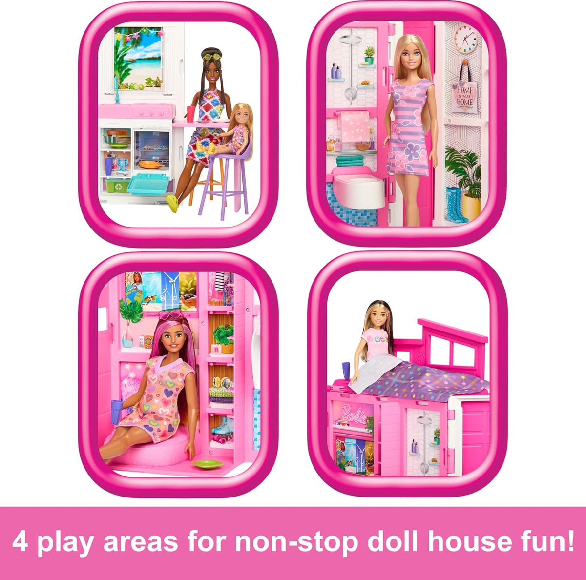 Barbie Juego de casa de muñecas, casa escapada con 11 accesorios qu...