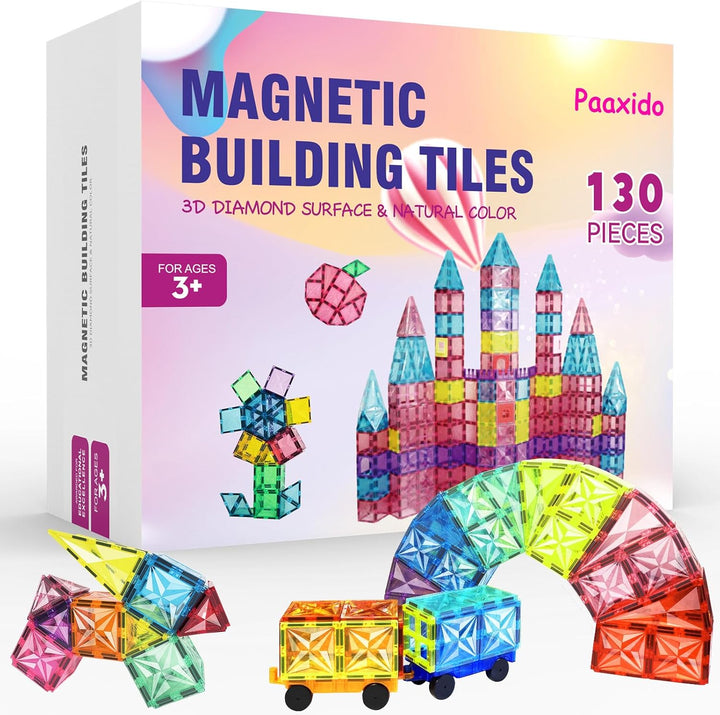 Paaxido Azulejos Magnéticos, Juego de 130 Piezas de Bloques Magnéti...