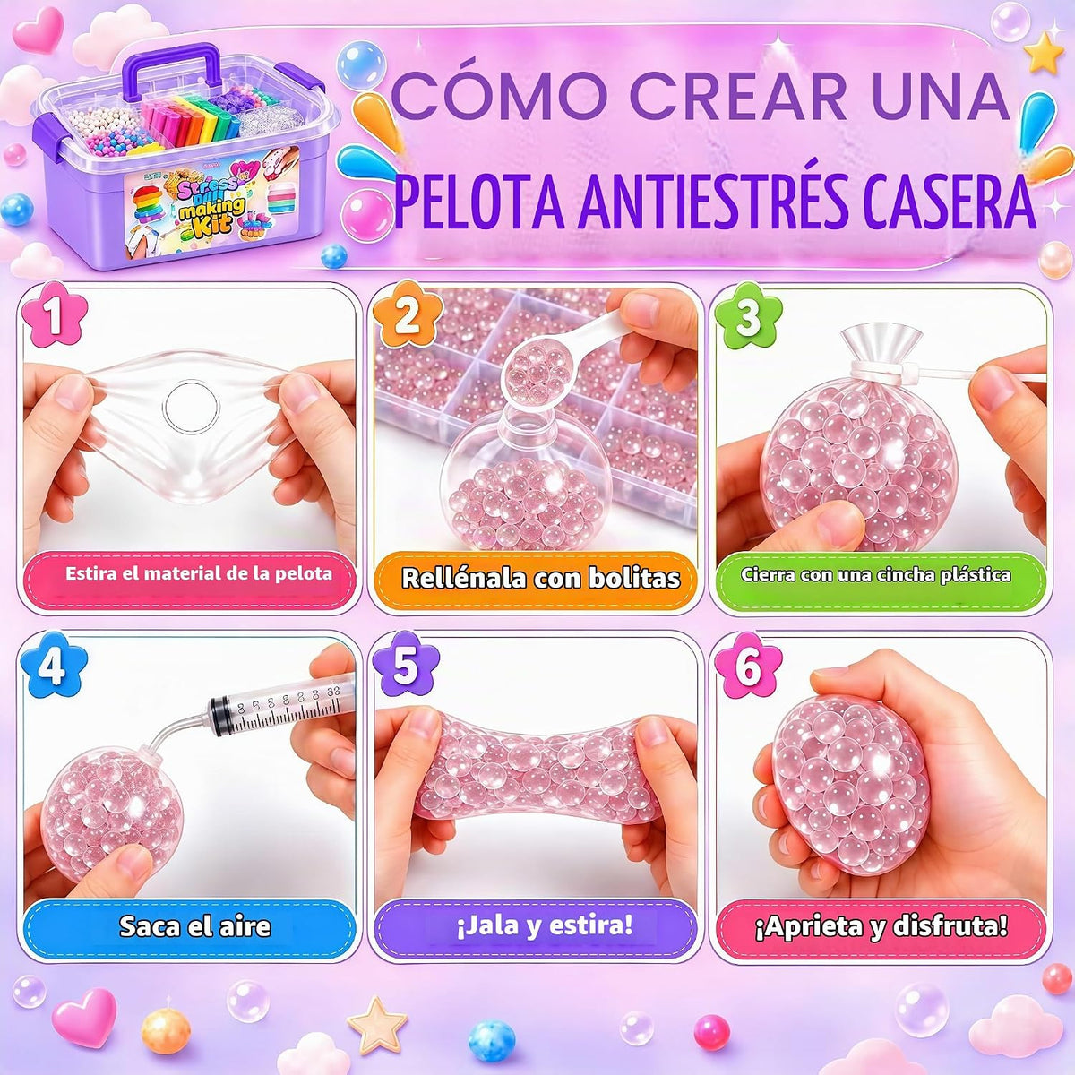Kit de fabricación de bolas antiestrés crujientes para hacer manualidades