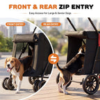 Cochecito para perros medianos y razas grandes, cochecito plegable para mascotas múltiples de hasta 80 libras, barras de soporte de acero al carbono dual, ruedas todo terreno, portavasos y bolsillo de
