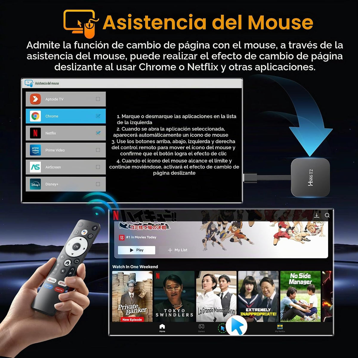 Android 14.0 TV Stick HS86 T2 4K 2GB RAM 16GB ROM Dual Wi-Fi BT5.4