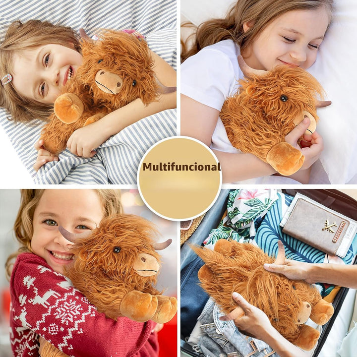 Highland Cow - Animales de peluche para microondas, almohadilla tér...