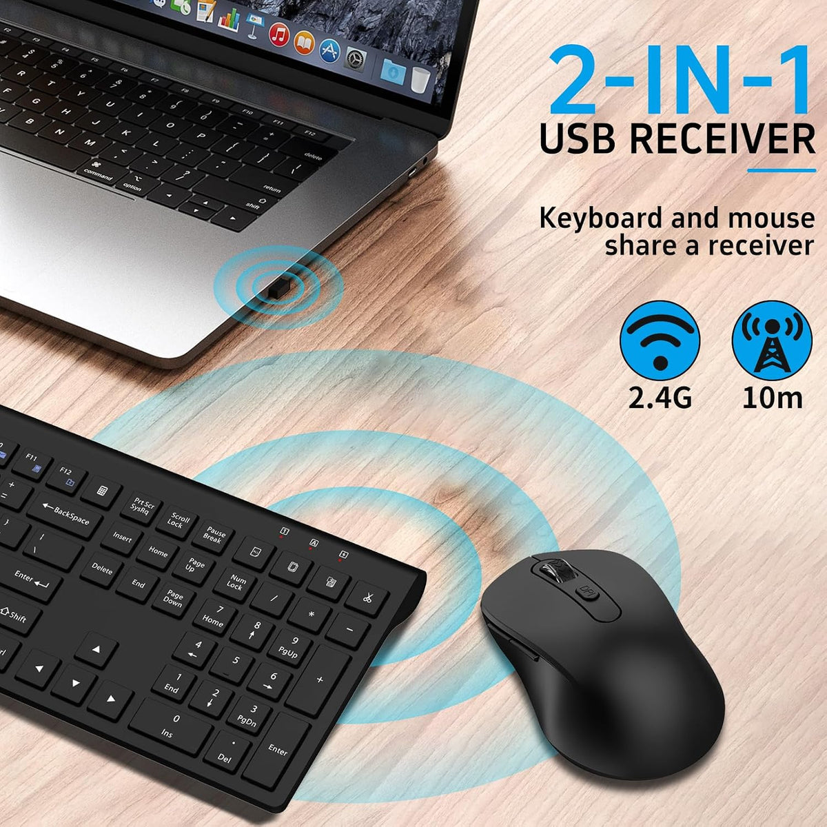 SHUNJINRUN Ultra Thin Ergonómico Silencioso Teclado Teclado Ratón C...