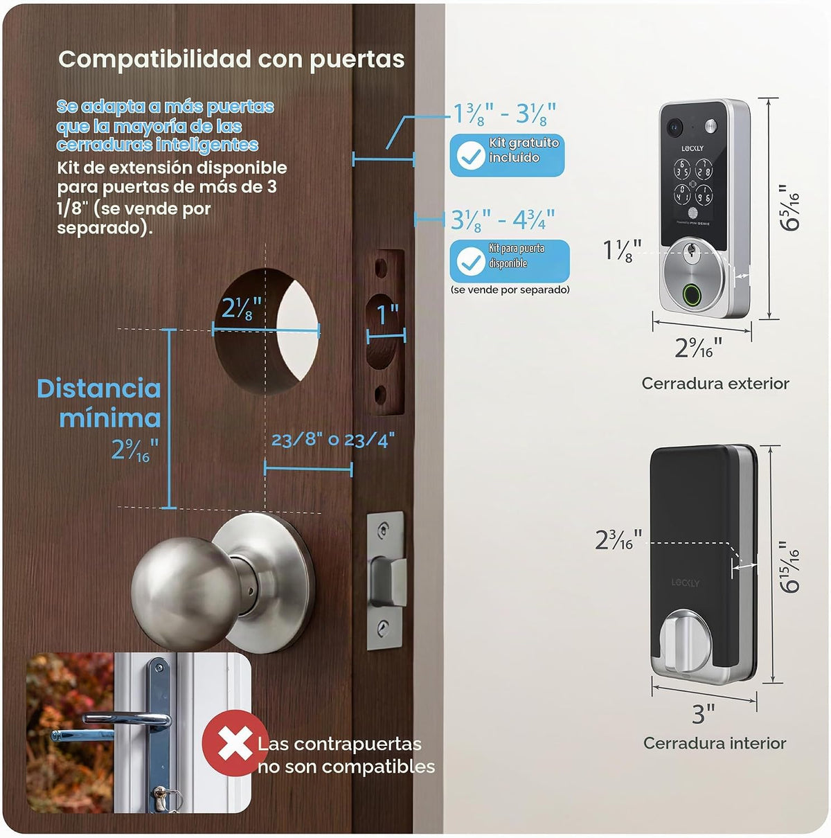 Lockly Vision Zeno Smart Lock con cámara de timbre de video / llave de casa