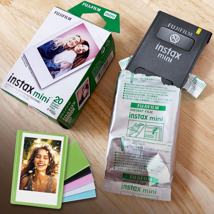 Películas Fujifilm Mini Instax + Marcos de fotos magnéticos colorea...