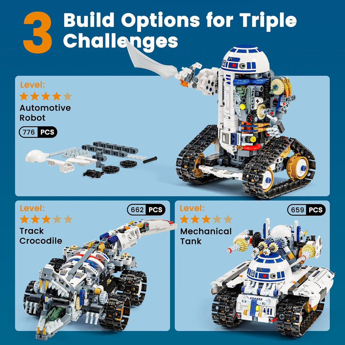 Kit de construcción de robot STEM 3 en 1, aplicación y kit de robótica de control remoto
