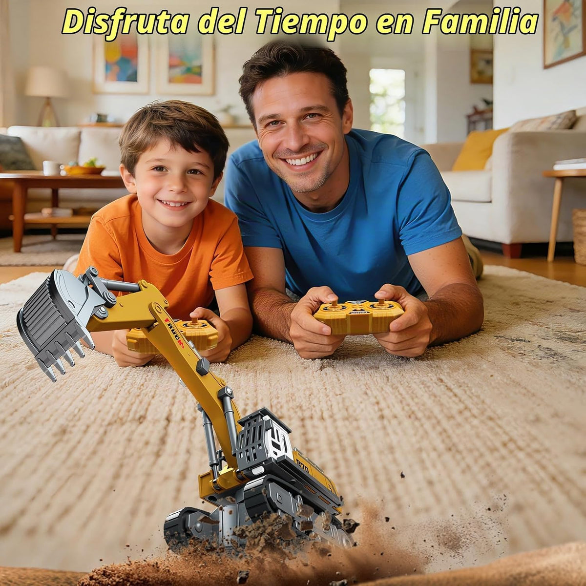 Excavadora RC 1:64, mini juguete de escritorio con control remoto para