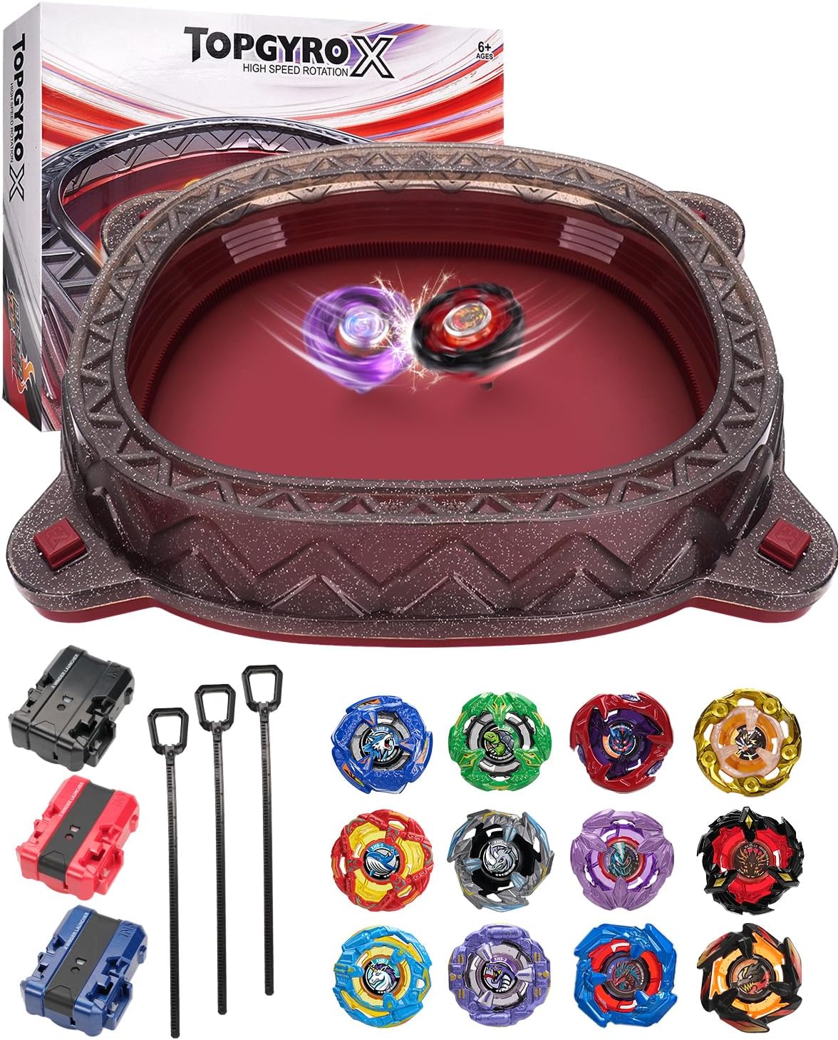 X Stadium Starter Kit - con 12 X Tops, 3 Lanzadores y 1 Arena Roja