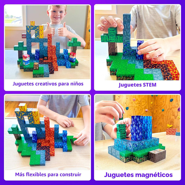 Bloques Magnéticos 100PCS Juguetes para Niños Bloques de Construcci...