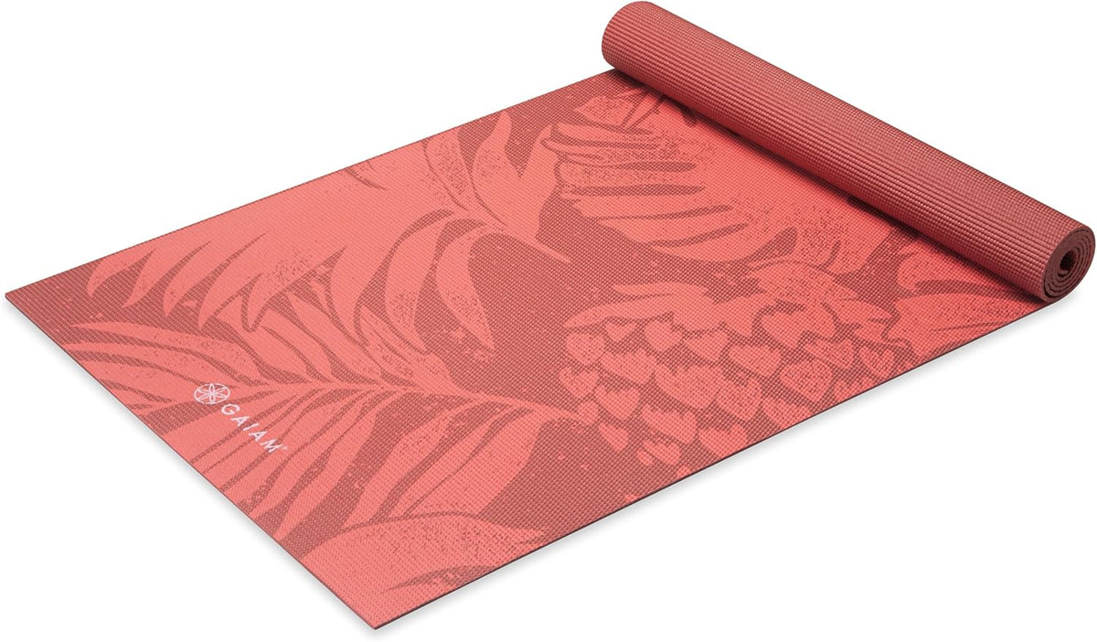 Gaiam - Tapete de yoga con estampado, antideslizante para ejercicio y fitness para todo tipo de yoga, pilates y ejercicios en el suelo