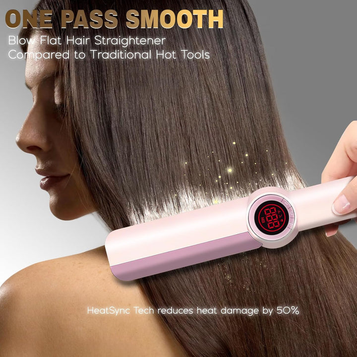 Plancha alisadora y rizadora de pelo 2 en 1 para rizos duraderos, v...