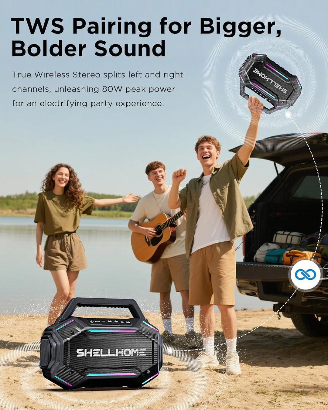 ShellHome Altavoces Bluetooth 6.0 al Aire Libre, Altavoz Fuerte de...
