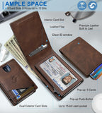Cartera para hombre, tarjetero desplegable delgado con bloqueo RFID, billetera plegable minimalista con 9 ranuras para tarjetas, ventana de identificación y bolsillo para efectivo, funda de