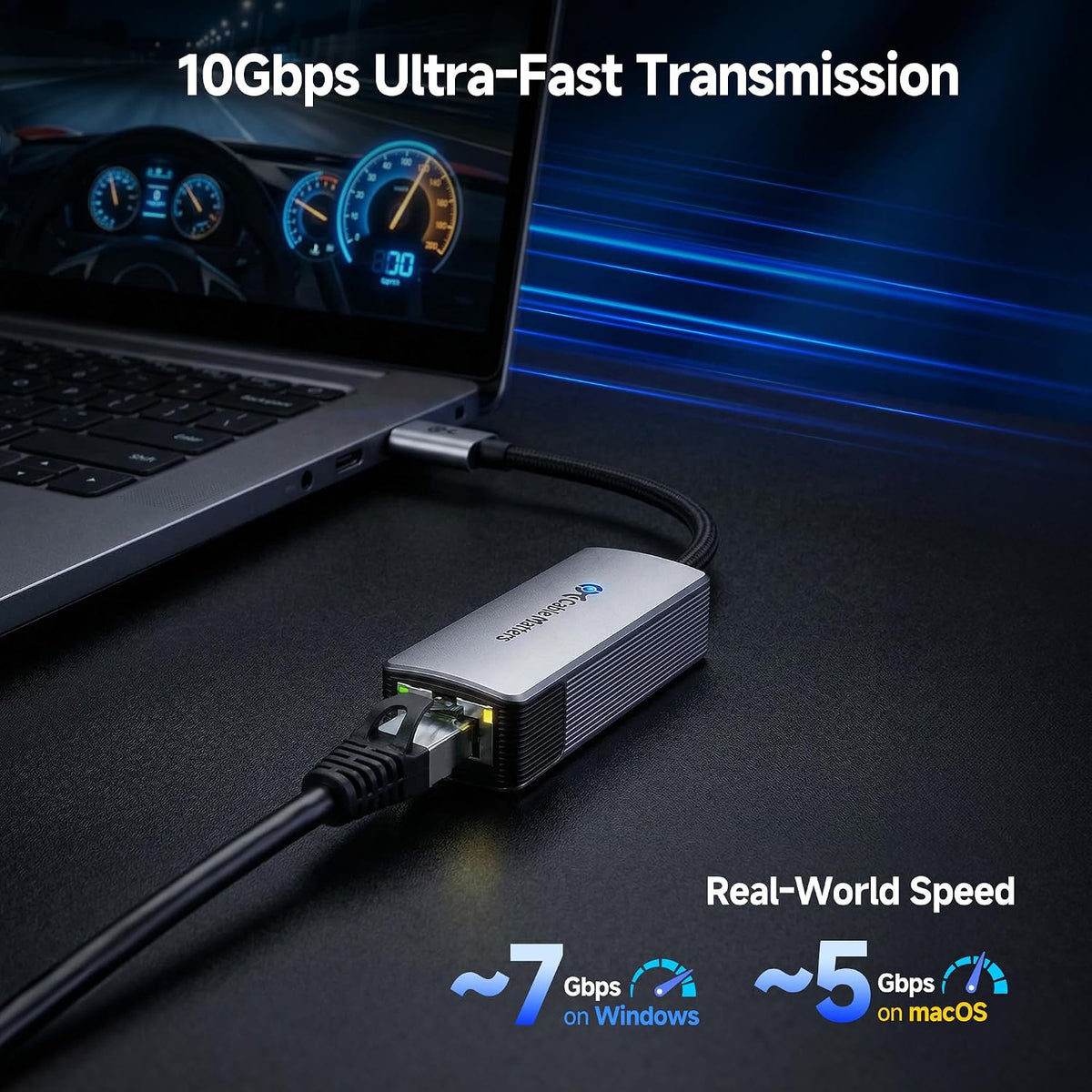 Cable Matters Adaptador USB C a Ethernet de 10 Gb, bajo calor y silencioso