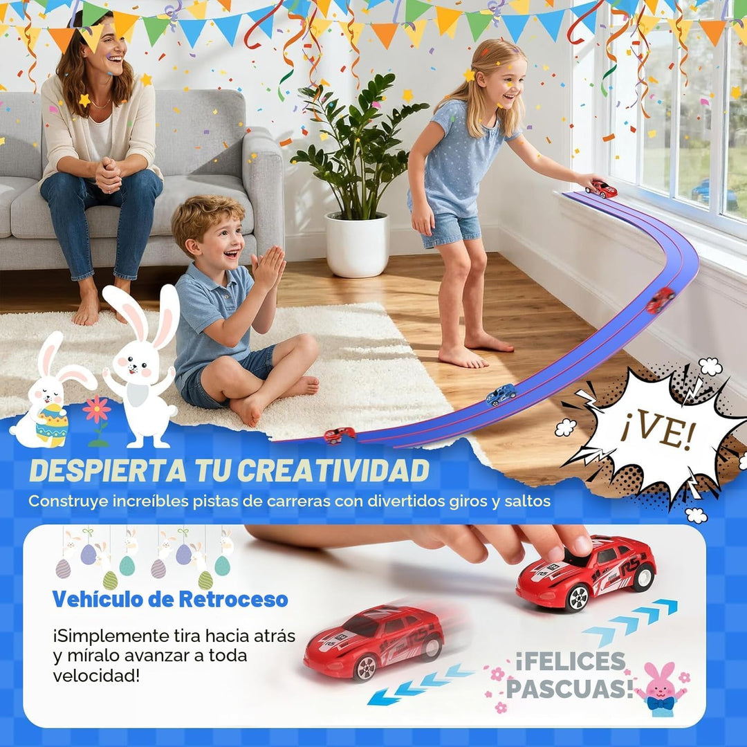 DKOXT Pista de carreras flexible de 15 pies para niños, juego de pi...