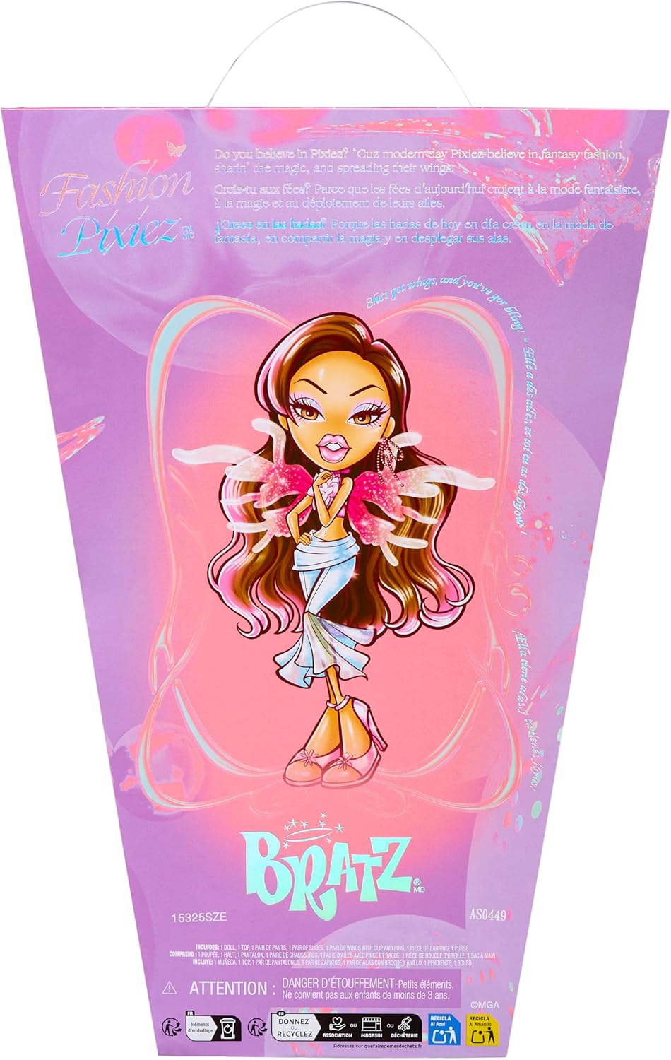 Muñeca coleccionable Bratz Fashion Pixiez Yasmin de fantasía con mo...