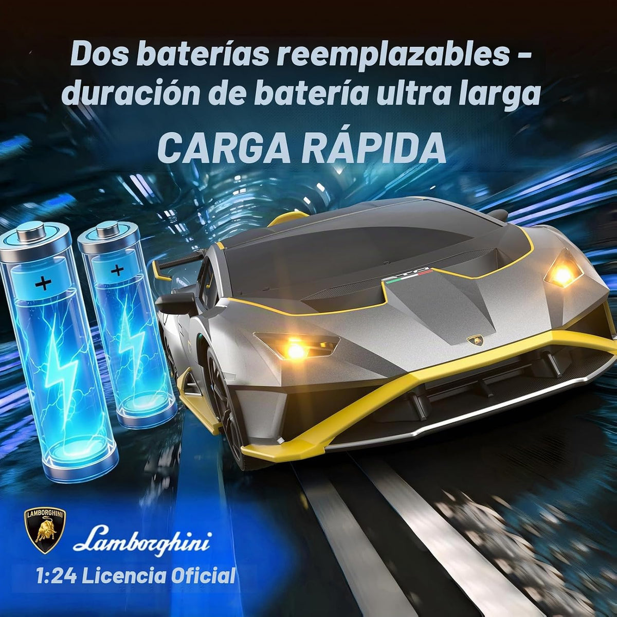 Lamborghini - Coche de juguete Lambo escala 1:24 (gris)