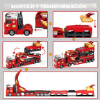 Camión 3 en 1 con Pista de Carrera Plegable de 45'', Juguete de Camionetas para Niños de 4-8 Años