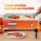 Plancha eléctrica de acero inoxidable de 21.6 pulgadas, 110 V, 1500 W, control de temperatura ajustable, sin humo, parrilla antiadherente para restaurante, interior, cocina, exterior, campamento