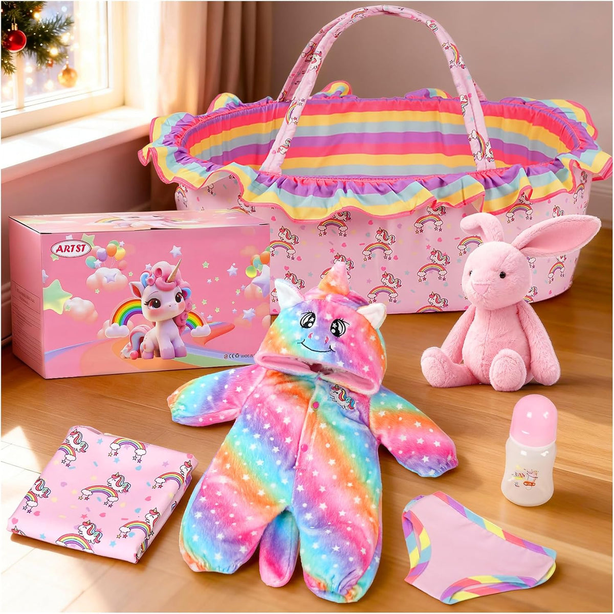 ARTST Accesorios de Muñeca Bebé Reborn con Moisés, Conjunto de Ropa
