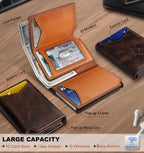 BULLIANT Billetera de cuero para hombre, tarjetero con clip para di...
