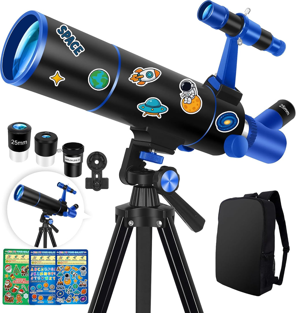 Hawkko Telescopio Portátil para Niños y Principiantes 80mm Apertura 500mm