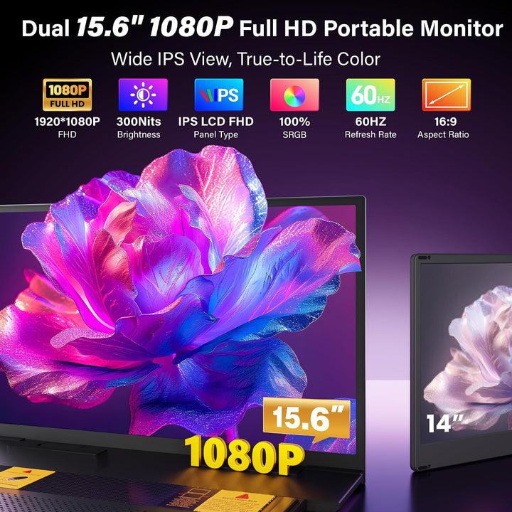 Extensor de pantalla para laptop de 15.6 pulgadas, monitor dual por...