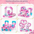 Juego de tren eléctrico rosa para niñas, 170 piezas magnética con diseño en forma de corazón, pista de carreras 3D antigravedad para bricolaje, juguete educativo STEM regalo para niños de 4 a 12