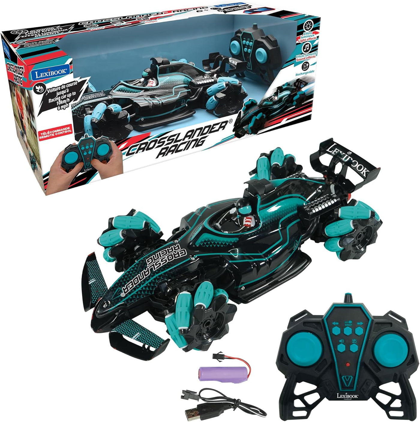 LEXiBOOK, Crosslander® Racing, auto de carreras de control remoto,...