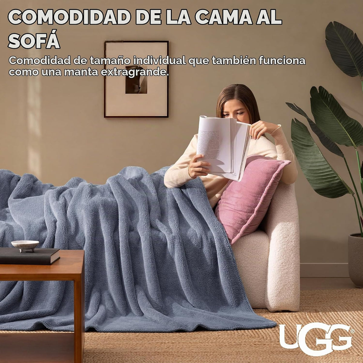 UGG Whitecap - Manta individual de forro polar de felpa, 66 x 90 pulgadas
