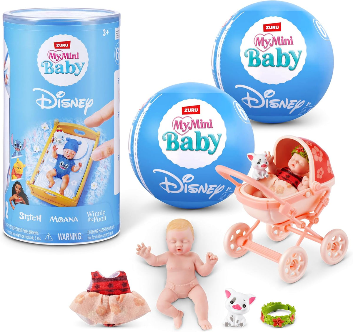 My Mini Baby Disney Paquete de 2 por ZURU – Muñeca de bebé coleccionable de Disney, cápsula misteriosa con accesorios, juguete realista en miniatura para niñas a partir de 3 años