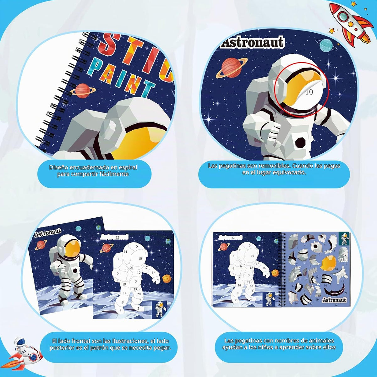 4Pcs Paint by Sticker Books para Kids 4-8, Travel Craft Activity