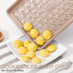 Juego de 3 bandejas antiadherentes para horno, bandejas de horno no tóxicas de medio cuarto/gelatina con textura de remolino floral, bandejas de horno resistentes de 0.031 in de grosor para
