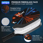 MTEN Palas de Pickleball Set de 2/4/1 Aprobadas USAPA; Raquetas de Fibra de Vidrio