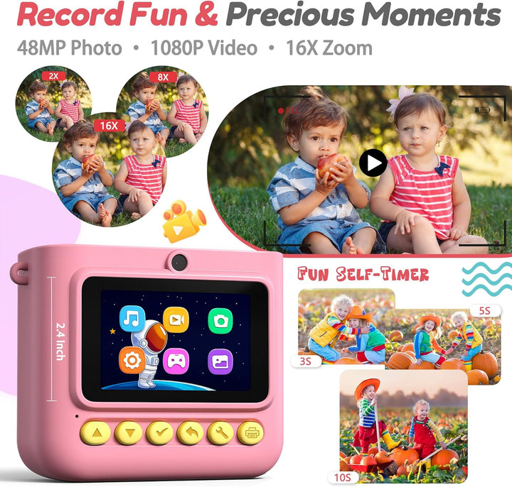 ROHSCE Cámara instantánea para niños, cámara de impresión digital d...