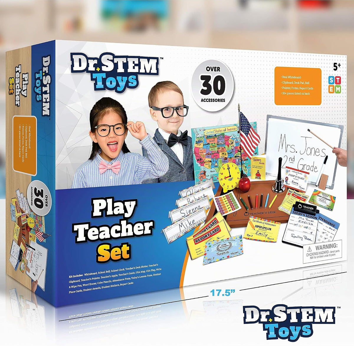 El juego de rol para profesores incluye pizarra blanca reutilizable, campana, tarjetas de calificaciones, para el hogar o el aula, más de 30 piezas incluidas, regalo para niños, juego completo