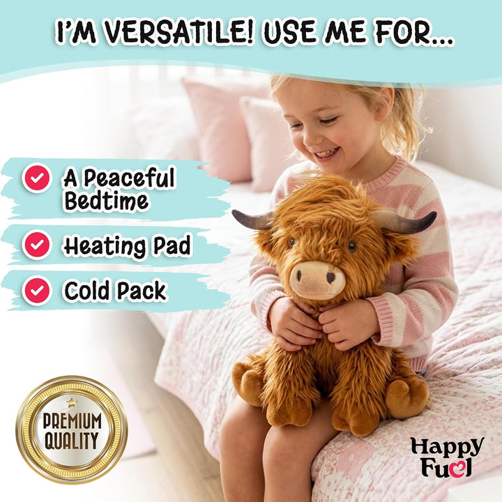 Highland Cow - Animal de peluche apto para microondas, almohadilla...