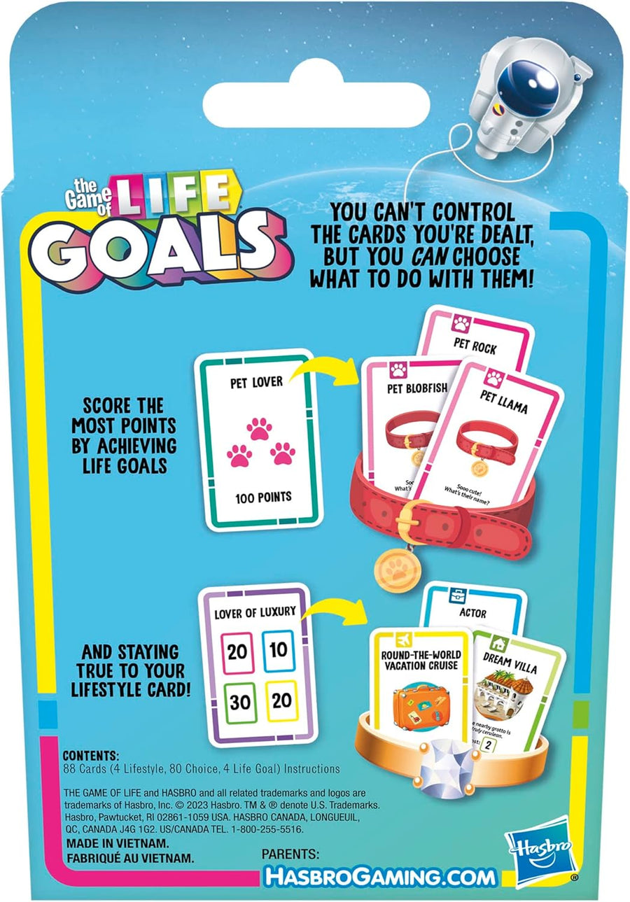 Hasbro Gaming The Game of Life Goals Card y juego familiar