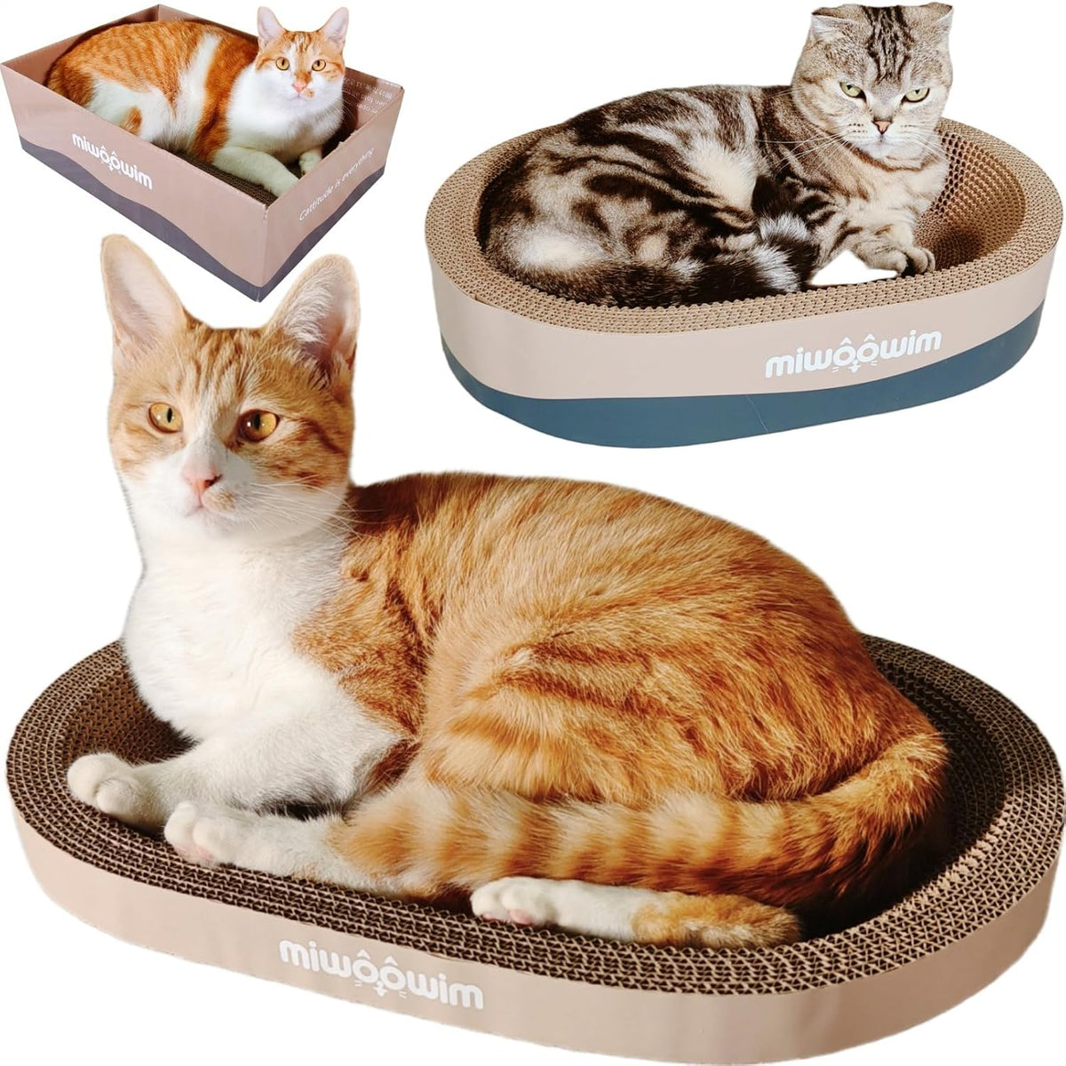 Juego de rascador para gatos de 3 piezas, nido ovalado para gatos
