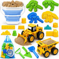 TOY Life Juego de arena de playa de dinosaurio de 22 piezas, 2 autos de