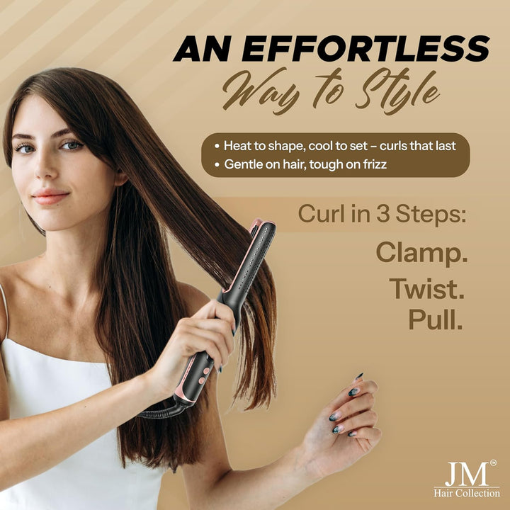 Jm Hair Collection Duo Styler - Plancha de pelo y rizador 2 en 1 co...