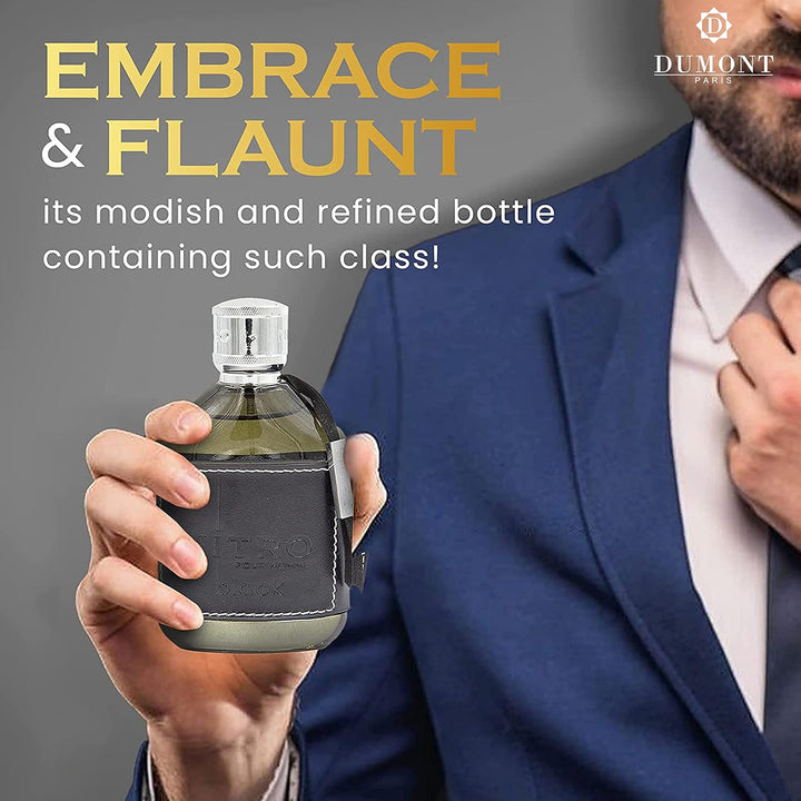 Dumont Nitro Black Eau De Parfum para hombres de 3.4 onzas líquidas...