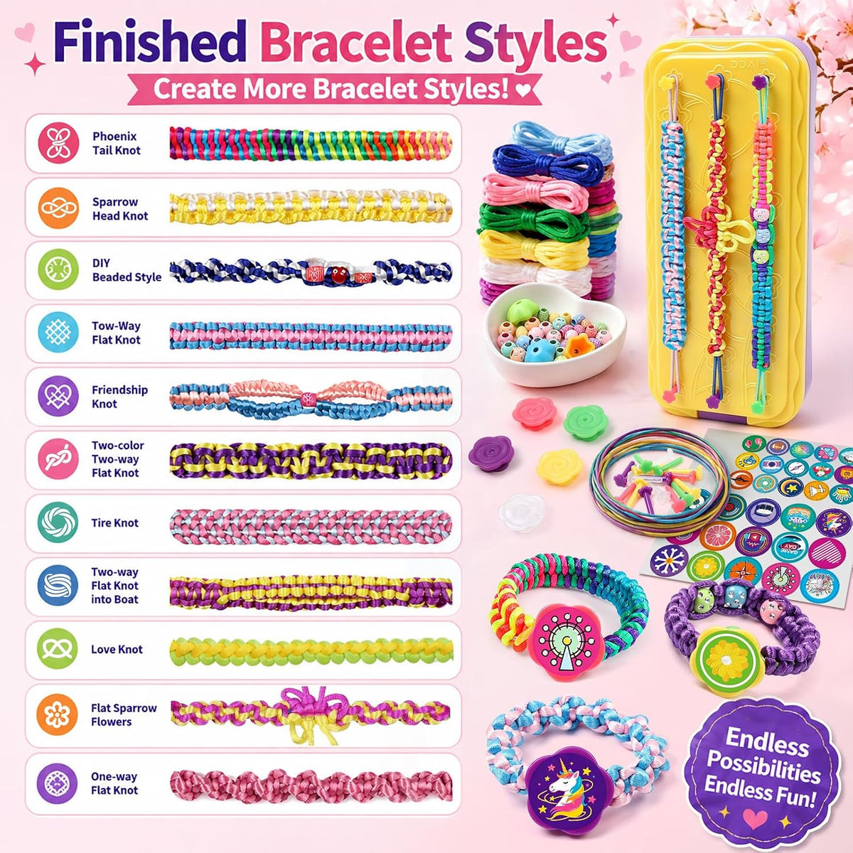 Arte y manualidades para niños de 8 a 12 años de edad, kit de fabricación de pulseras de amistad para niñas, las mejores ideas de regalos de cumpleaños para niñas de 7, 9, 10, 11 años, juego de