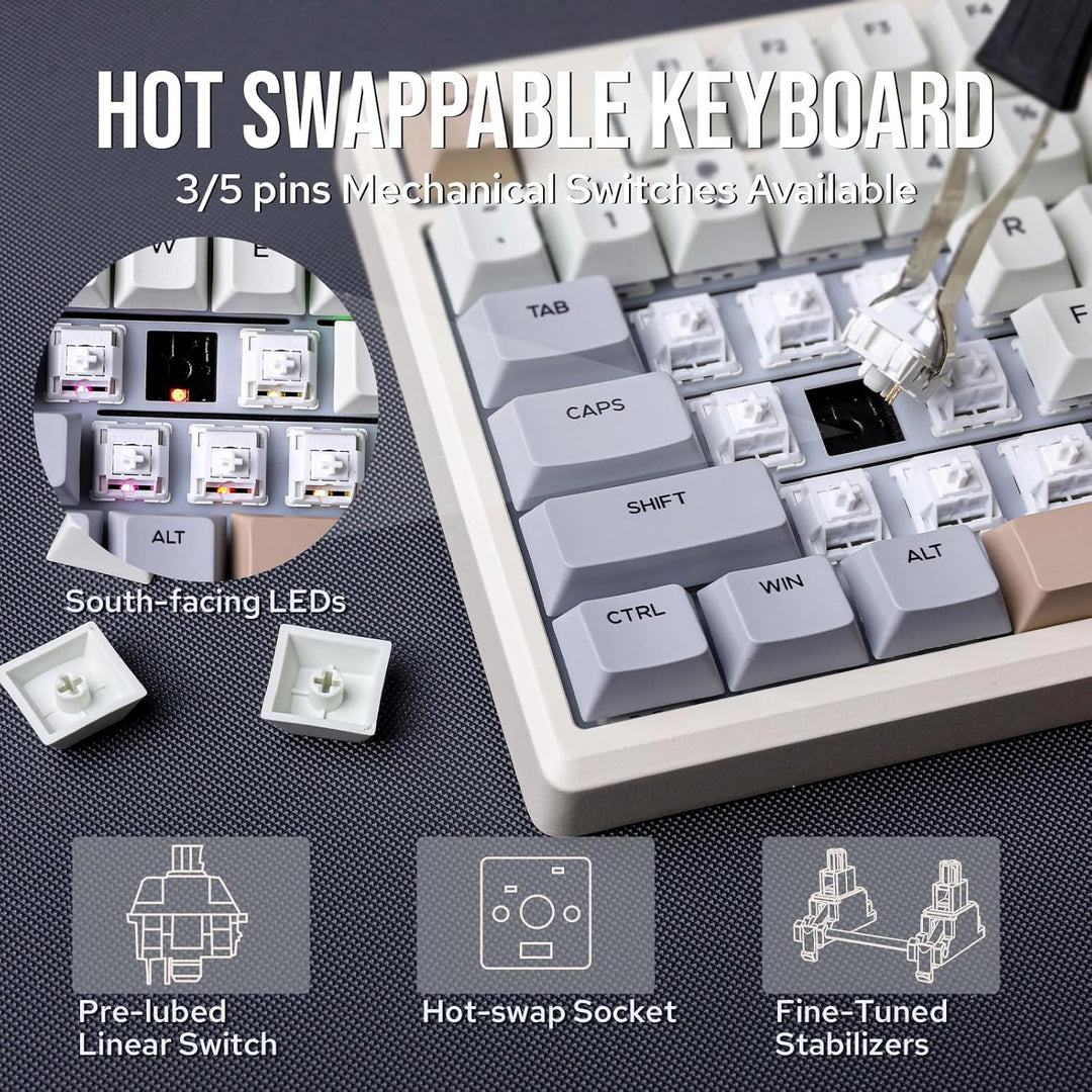 EPOMAKER Galaxy100 QMK\/VIA - Teclado inalámbrico para juegos, carc...