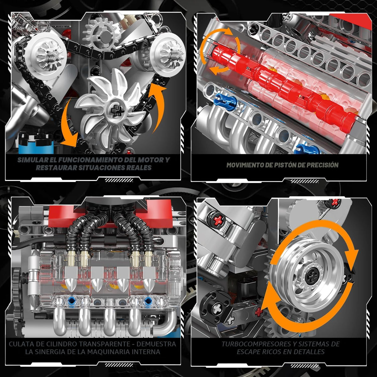 Mould King Kit de modelo de motor V8 10171, mini kits de motor V8 que funciona, construye tu propio motor de modelo de automóvil con motor, bloques de construcción coleccionables para adultos